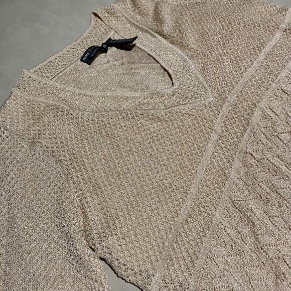 Dana Buchman Sparkly Blush Knit V-Neck Sweater With Belt 1X NWOT 3/4 Sleeves - Picture 3 of 6